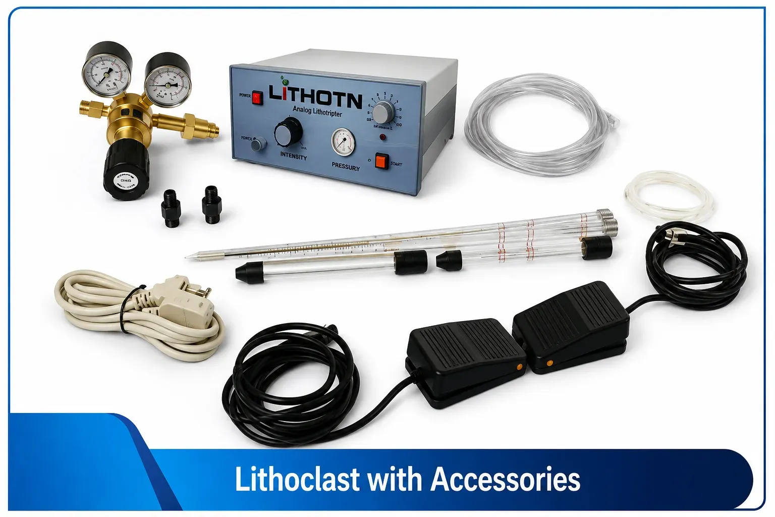 Urology — Pneumatic lithotripsy equipment for stone fragmentation procedures.